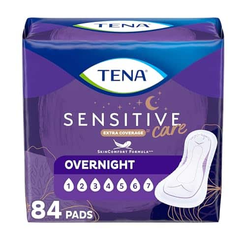 Tena Incontinence Pads, Bladder Control & Postpartum for Women, Overnight Absorbency, Extra Coverage, Sensitive Care   Count