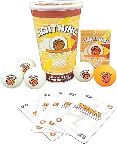ThunderMouse Games Lightning! Basketball Card and Pong Game for Adults and Kids +  Cup Pong Game  Fun Game  Basketball Card Game