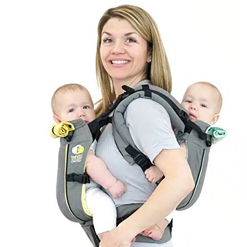 TwinGo Carrier   Air Model   Cool Grey   Great for All Seasons   Breathable Mesh   Fully Adjustable Tandem or Single Baby Carrier for Men, Woman, Twins and Babies lbs
