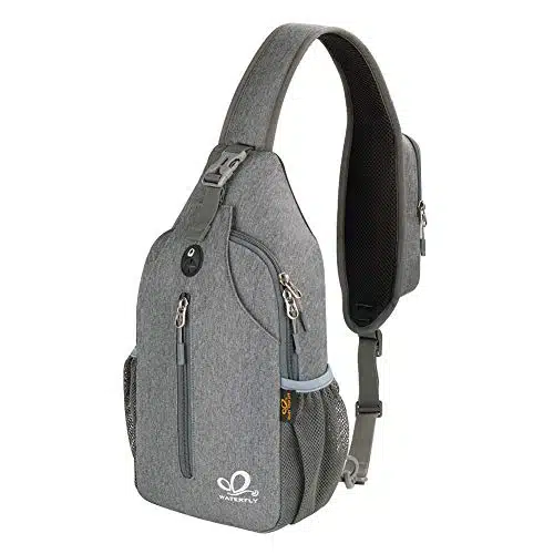 WATERFLY Crossbody Sling Backpack Sling Bag Travel Hiking Chest Bags Daypack (Dark gray)