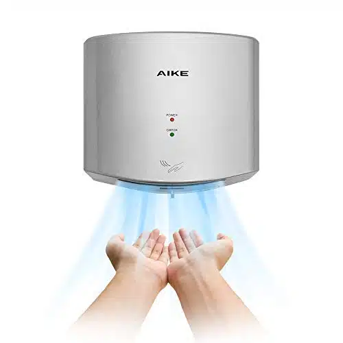 AIKE Air Wiper Compact Hand Dryer V  Silver (with Pin Plug) Model AK