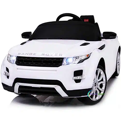 Americas Toys Ride On Car with Remote Control   Electric V Battery Powered Car for Kid wPlastic Wheels, Seat Belt, Headlights, MPusic, Horn Compatible with Land Rover White