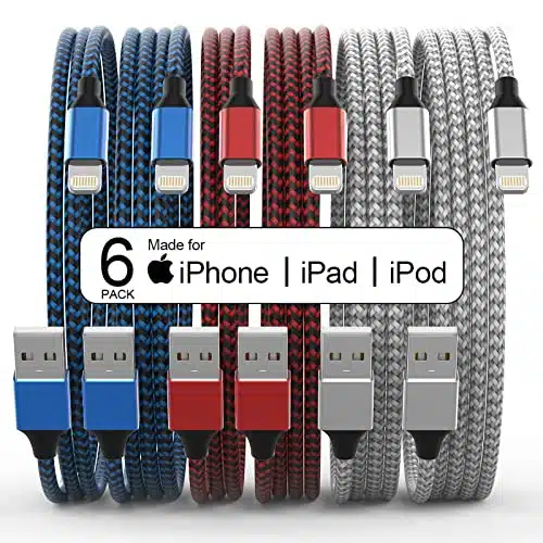 [Apple MFi Certified] Pack FT iPhone Charger Nylon Braided Fast Charging Lightning Cable Compatible iPhone ProminiPro MAXXRXSPlusSSEiPad