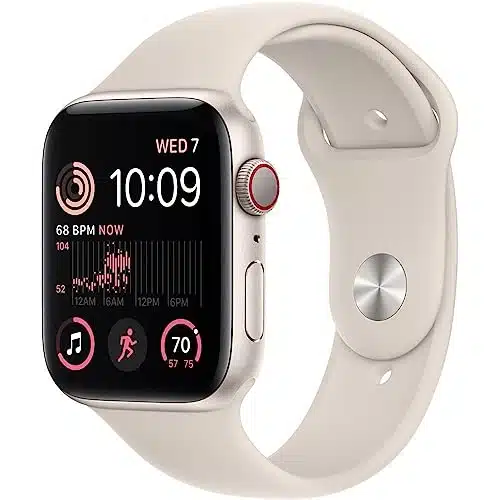 Apple Watch SE (nd Gen) (GPS + Cellular, mm)   Starlight Aluminum Case with Starlight Sport Band, SM (Renewed)