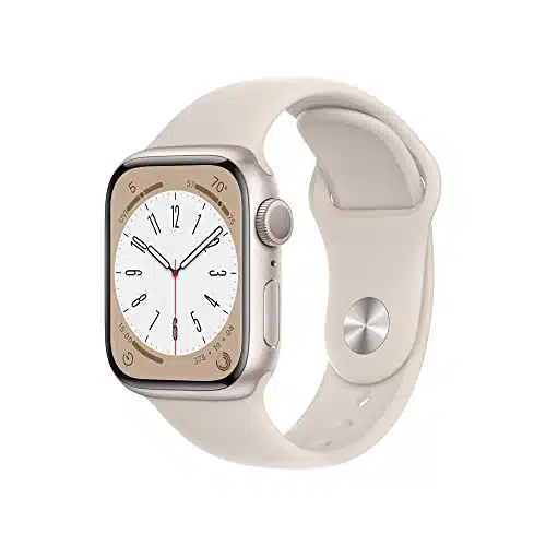 Apple Watch Series [GPS mm] Smart Watch wStarlight Aluminum Case with Starlight Sport Band   SM. Fitness Tracker, Blood Oxygen & ECG Apps, Always On Retina Display, Water Resistant