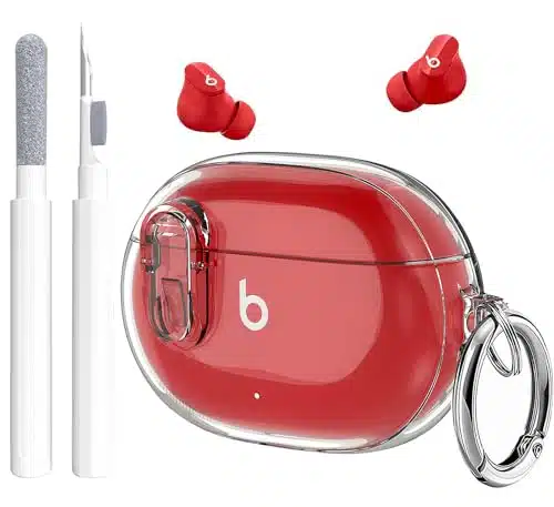 Beats Studio BudsStudio Buds Plus Case Cover Clear en Lock Clip with Clean Kit, GARTOO Protective Case and Cleaning Pen Compatible with Beat Studio Bud Plus for Women Girls Kids Clear