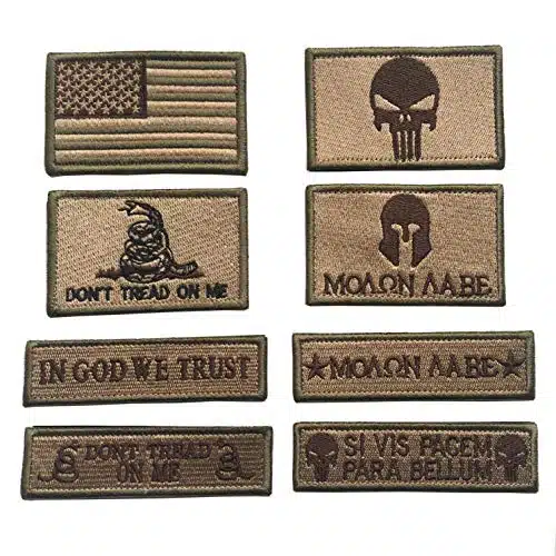 Bundle Pieces Tactical Military Patch Set,USA Flag Patches Tactical Military Army Operator Patches with Hook & Loop Fasteners Backing (Tan)