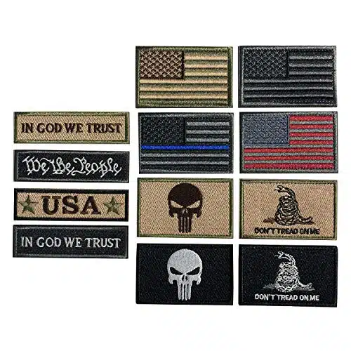 Bundle Pieces USA Patch Thin Blue Line American Flag US United States Patches Set for Caps,Bags,Backpacks,Tactical Vest,Military Uniforms
