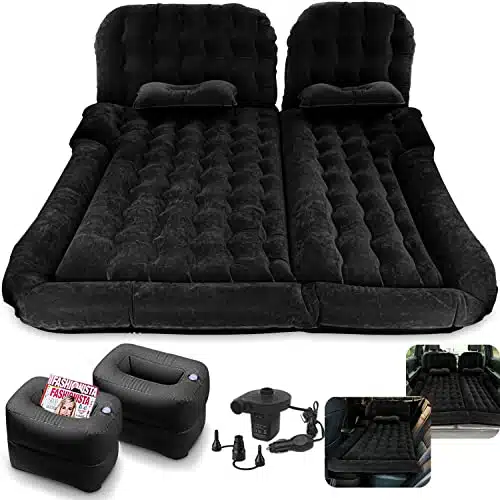Byomostor in Inflatable Air Mattress for Car SUV Mattress with Electric Air Pump Support Fillers & Pillows Fits SUVMPVMinivan for Road Trip Camping Black