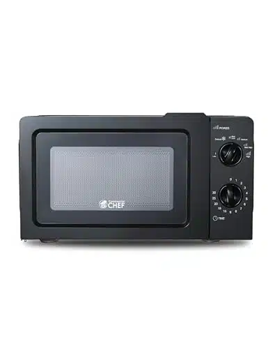 COMMERCIAL CHEF Cubic Foot Microwave with Power Levels, Small Microwave with Grip Handle,  Countertop Microwave with inute Timer and Mechanical Dial Controls, Black