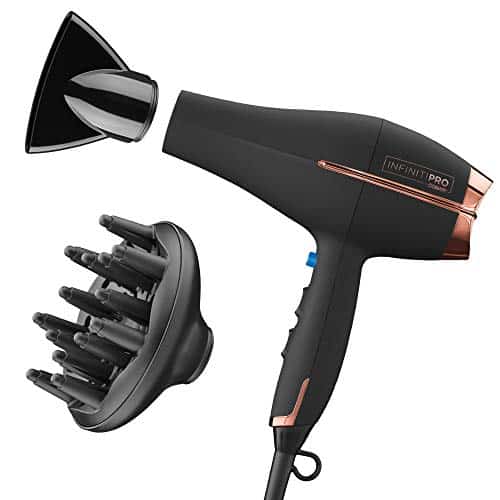 Conair Hair Dryer with Diffuser, AC Motor Pro Hair Dryer with Ceramic Technology, Includes Diffuser and Concentrator, Black