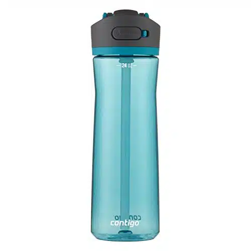 Contigo Ashland Leak Proof Water Bottle with Lid Lock and Angled Straw, Dishwasher Safe Water Bottle with Interchangeable Lid, oz Juniper