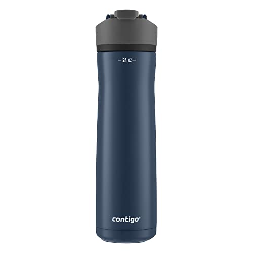 Contigo Cortland Chill Stainless Steel Vacuum Insulated Water Bottle with Spill Proof Lid, Keeps Drinks Hot or Cold for Hours with Interchangeable Lid, oz, Blueberry