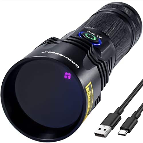 DARKBEAM UV Flashlight Black Light nm Woods lamp, USB C Rechargeable Filtered Blacklight, LED Ultraviolet Powerful Handheld Detector for Pet Urine, Mineral, Fluorescent, Resi