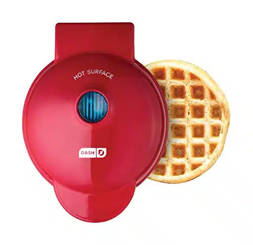 DASH Mini Maker for Individual Waffles, Hash Browns, Keto Chaffles with Easy to Clean, Non Stick Surfaces, Inch, Red