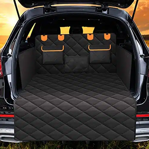 EasyHaWei in SUV Cargo Liner for Dogs, Non Slip Water Resistant Pet Trunk Mat with Side Flaps Protector & Back Seat Organizer, Dog Backseat Cover for SUVs Vans x L