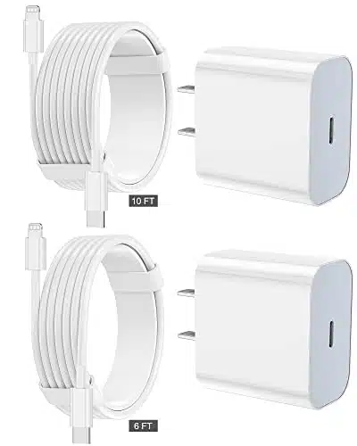 FEELNICE iPhone Charger Fast Charging Pack Type C Wall Charger Block with Pack [FT&FT] Long USB C to Lightning Cable for iPhone Pro MaxXs MaxXRX,AirPods Pro