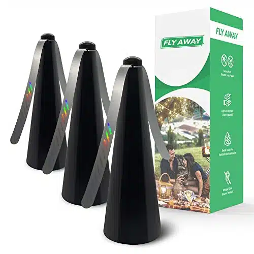 Fly Away   Pack Outdoor Fly Repellent Fan, Outside or Inside Table use, Restaurant, Barbeque, Events, Deter Flies, Wasps, Bees, Other Moscas and Bugs Away, Battery Operated, Tabletop, Hanging Hook.