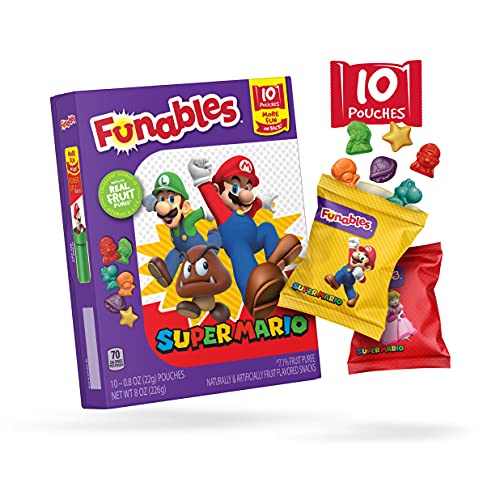 Funables Fruit Snacks, Super Mario Shaped Fruit Flavored Snacks, Pack of ounce Pouches