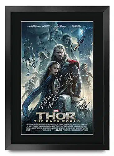 HWC Trading Thor The Dark World Chris Hemsworth and Cast x inch Framed Gifts Printed Poster Signed Autograph Picture for Movie Memorabilia Fans   x Framed