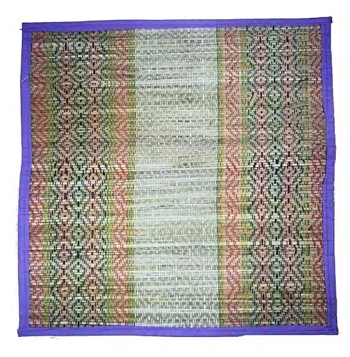 Handmade Pooja Mat Aasan, Puja Asan or ChataiPooja Mat For SankrantiMandir, Temple, Home, Office, Base, Chawki, Slab, Blue Square NO