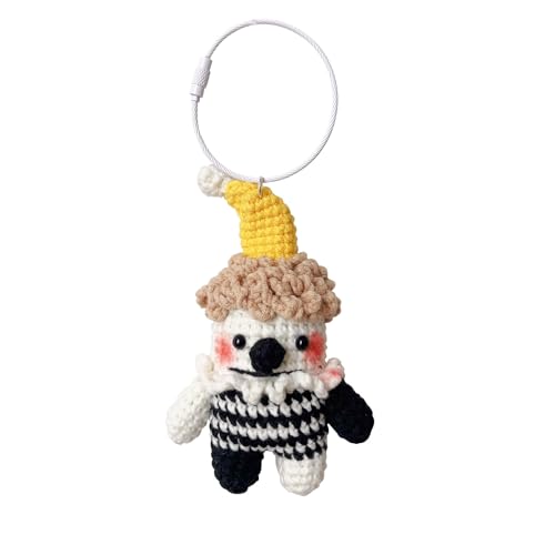Handmade clown keychain Clown Cute Plush Dolls Birthday Christmas Gifts Decorative Car Key Backpack Pendant (White Clown)