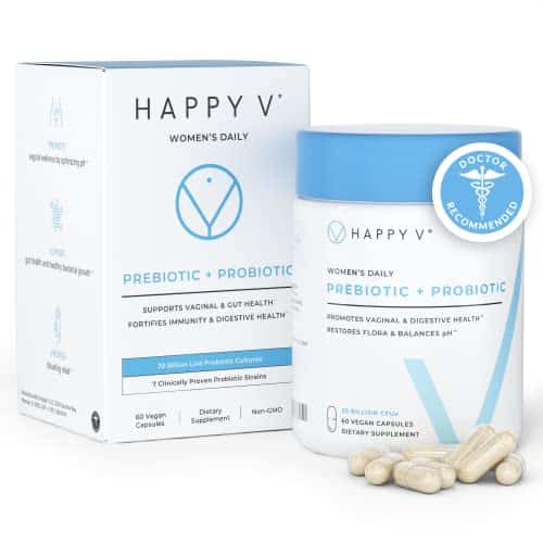 Happy v Dr. Formulated Vaginal Probiotics for Women, Clinically Proven Womens Probiotic for Vaginal Health & pH Balance Complex, Natural BV Treatment & Yeast Infection Prebiot