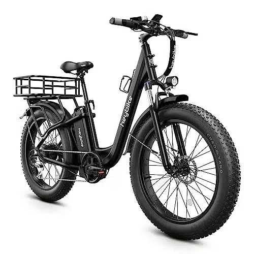 Heybike Explore Electric Bike for Adults V AH Removable Massive Battery,  Brushless Motor, x Fat Tire Step Thru Ebike up to PH, UL Certified,Shimano Speed