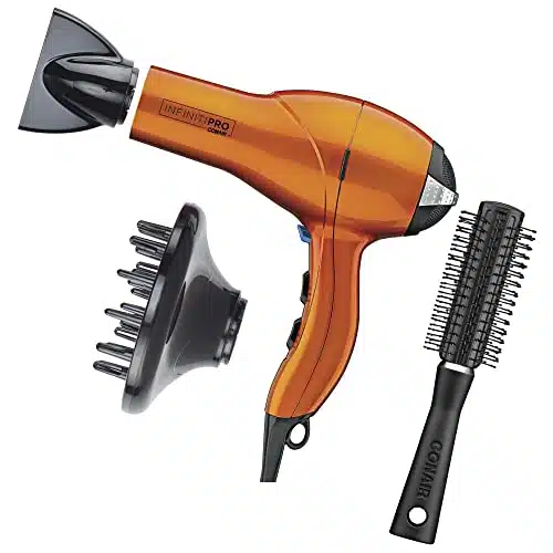 INFINITIPRO by CONAIR Hair Dryer,  Salon Performance AC Motor Hair Dryer, Conair Blow Dryer, Orange with Bonus Blow Out Brush