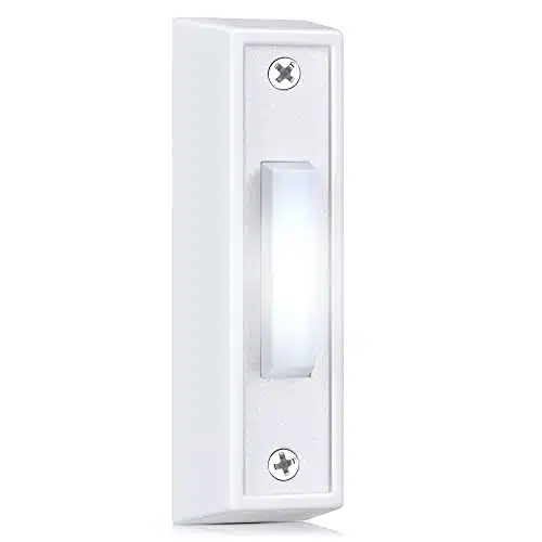 Lighted Doorbell Button, Wired Door Bell Push Button LED Door Chime, Wall Mounted Doorbell Switch Garage Doorbell Button (White, White Light)