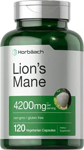 Lions Mane Mushroom Extract  mg  Capsules  Vegetarian, Non GMO, Gluten Free Supplement  by Horbaach