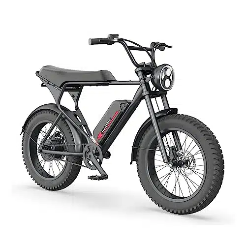 MACFOX Electric Bike, Ebike VAh, Fat Tire Electric Bicycles Up to PH & iles with Retro Motorcycle Design, Removable Battery, N.m Max Torque, with Fenders