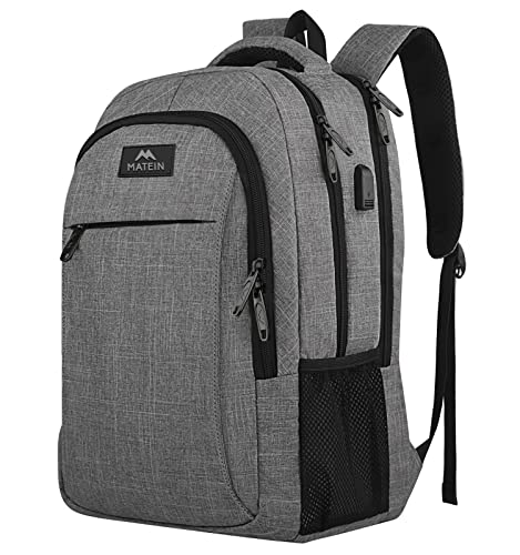 MATEIN Travel Laptop Backpack, Business Anti Theft Slim Durable Laptops Backpack with USB Charging Port, Water Resistant College School Computer Bag Gift for Men & Women Fits