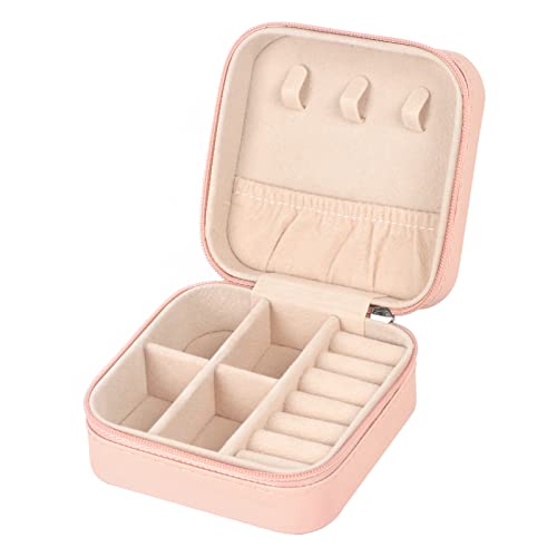 MFXIP Travel Jewelry Case Small Jewelry Box Jewelry Organizer Storage Case Portable PU Leather Mini Jewelry Travel Case for Girls Womens Earring, Necklace, Rings,Bracelets (S 