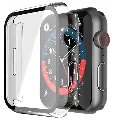 Misxi Pack Hard PC Case with Tempered Glass Screen Protector Compatible with Apple Watch Series () Series Series mm, Ultra Thin Scratch Resistant Cover for iWatch, Transparent