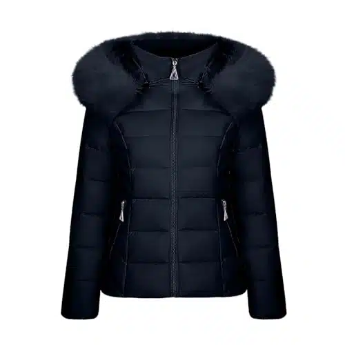 My Orders Placed Recently by Me Puffer Jacket Womens Winter Coat Thicken Long Sleeve Down Jacket Thermal Heavy Coat Warm Outerwear Faux Fur Jacket Black of Friday Deals Cyber of Monday Deals