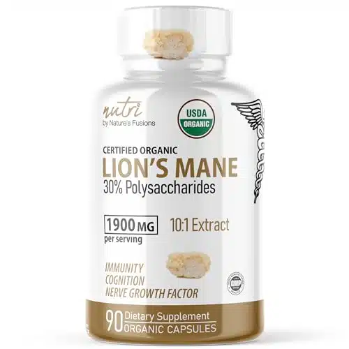 Nutri Organic Lions Mane Supplement Capsules   mg, Dual Extraction, Count   Lion's Mane Mushroom Extract (Fruiting Body)   Third Party Tested Lions Mane Organic Supplement