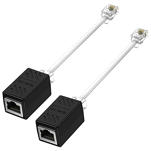 PENGSHENG Ethernet to Phone Line Adapter, (Pack) Phone Line to Ethernet Adapter RJPC Female to RJPC Male Converter Adapter Cable Black