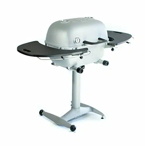 PK Grills PK Portable Charcoal BBQ Grill and Smoker, Cast Aluminum Outdoor Kitchen Cooking Barbecue Grill for Camping, Backyard Grilling, Park, Tailgating, Silver