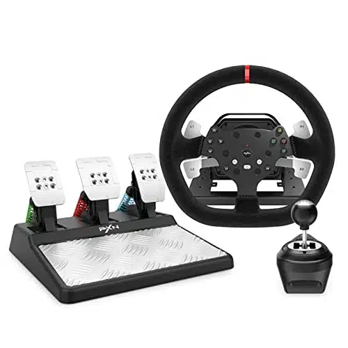 PXN Force Feedback PC Racing Wheel, Degree VDriving Gaming Steering Wheel with Pedals and +Shifter for Windows PC, PS, Computer, Multi Platform, Plug and Play