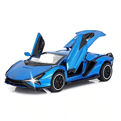 SASBSC Toy Cars Lambo Sian FKPetal Model Car with Light and Sound Pull Back Toy Car for Boys Age + Year Old (Blue)