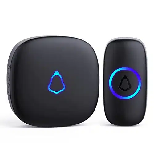 SECRUI Wireless Doorbell, Easy installation, Waterproof, Adjustable Volume, Chimes, Colorful LED, Ft Range,+F, Black