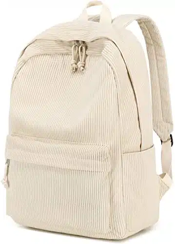 School Backpack for Teens Large Corduroy Bookbag Lightweight inch Laptop Bag for Girls Women Casual High School College (Corduroy Beige)