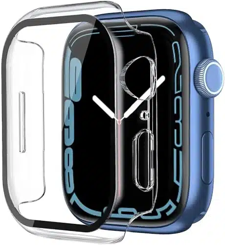 Smiling Pack Case Built in Tempered Glass Screen Protector Compatible with Apple Watch Series ()Series Series mm, Hard PC Case Overall Protective Cover  Transparent