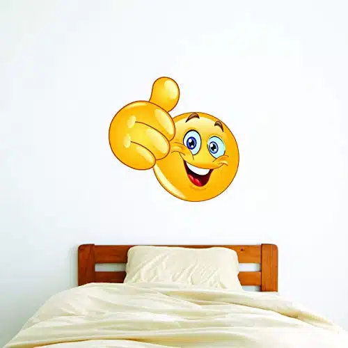 Smiling Thumbs Up Emoji Wall Decal   Happy Kids Emoji Wall Sticker
