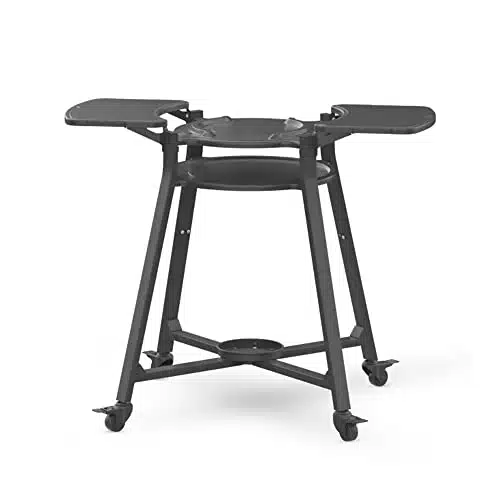 Solo Stove Portable Pi Stand  Outdoor Stand for Pi Pizza Oven on Wheels, With Shelf & Gas Tank Storage, Split Table Top, Powder Coated Stainless Steel, Dimensions (LxW) x in, lbs, Black