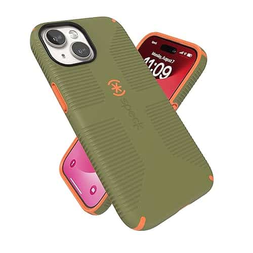 Speck iPhone Case   Built for MagSafe, Drop Protection Grip  for iPhone iPhone & iPhone   Scratch Resistant, Soft Touch, Inch Phone Case   CandyShell Grip Bush GreenPumpkin Pie