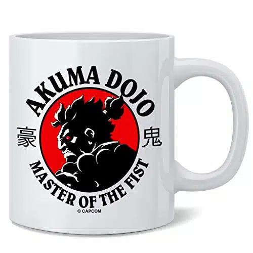 Street Fighter Akuma Dojo Master of the Fist Classic Retro s Arcade Video Game Gaming Gamer Merchandise Collectibles Merch Accessories Ceramic Coffee Mug Tea Cup Fun Novelty G