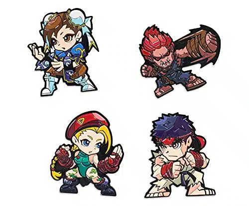 Street Fighter Collectible Enamel Pin Set of  Includes Chun Li, Ryu, Akuma, Cammy  Metal Brooch Badge Accessories For Backpack, Clothes, Lapels  Official Capcom Video Game Pin