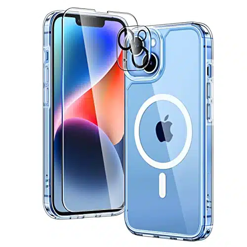 TAURI in agnetic for iPhone Case for iPhone Case [Designed for Magsafe], with X Screen Protectors +X Camera Lens Protectors, [Not Yellowing] Phone Case, Clear